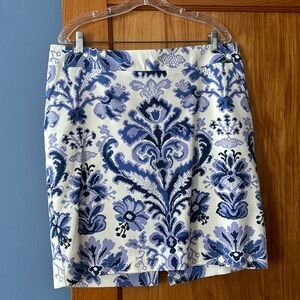 Merona purple, navy and white floral print skirt